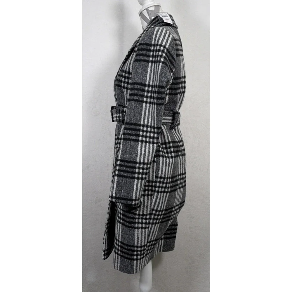 NWT Motherhood Maternity Women's Pea Coat Black & White Plaid Size Small Chrty - Picture 4 of 16